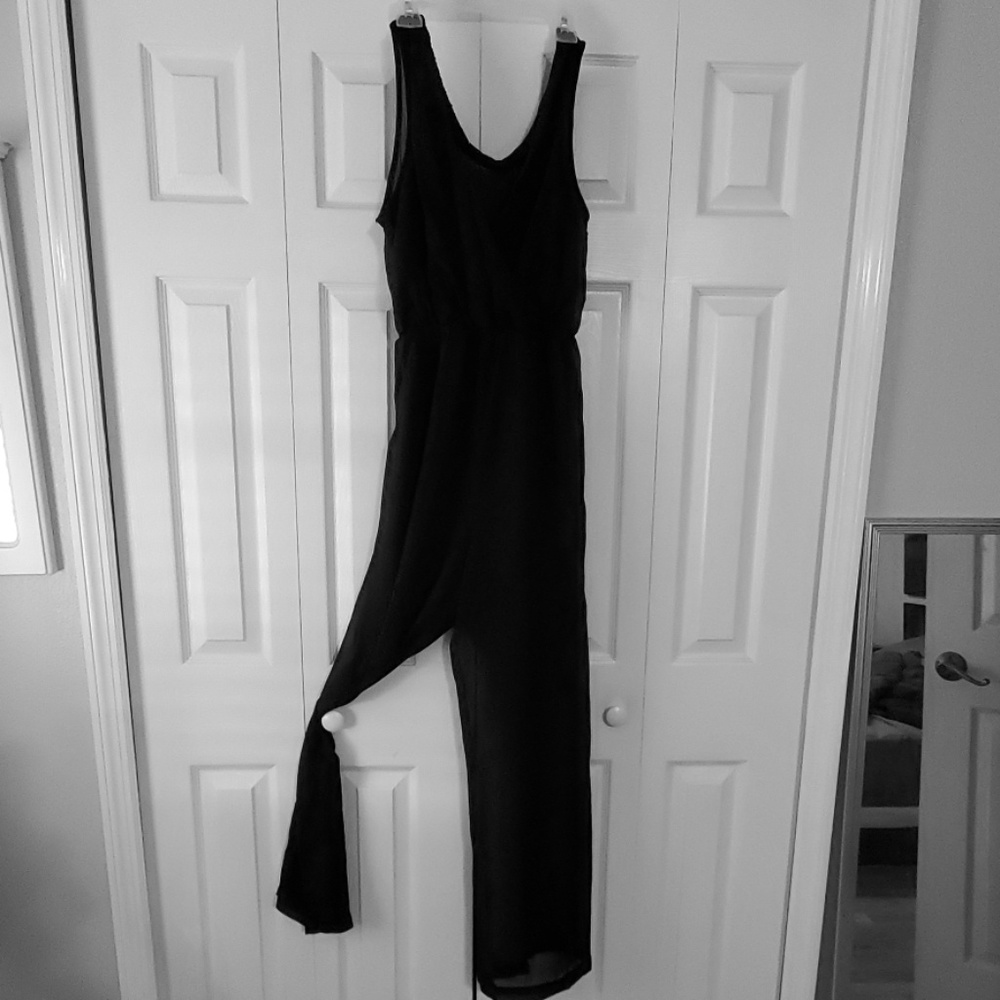 Black chiffon jumpsuit